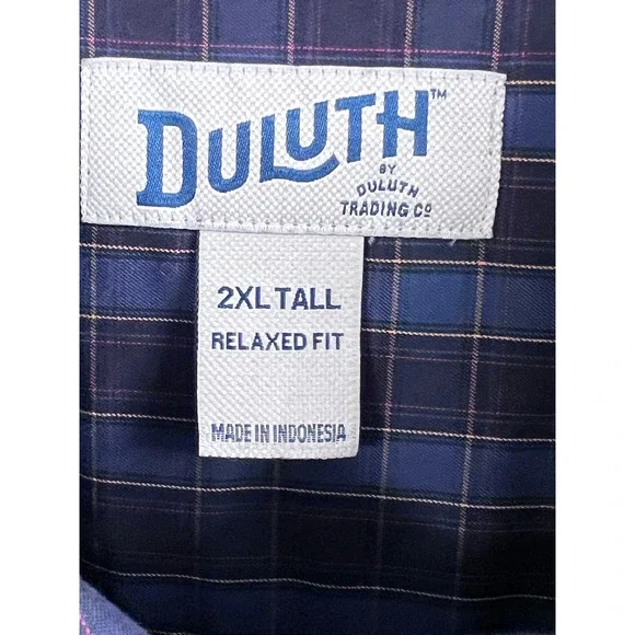 Duluth Trading Co Mens 2XL Tall Plaid Relaxed Fit Long Sleeve Button Up Shirt - Picture 2 of 9